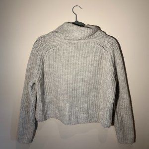 Zara Light Grey Cropped Knit Sweater